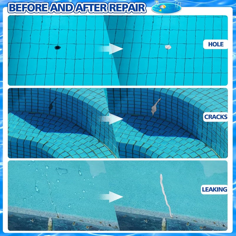 DecorRom Pool Putty - 10oz 2 Part Epoxy Pool Repair Kit Pool Leak Sealer for Fixing Leaks, Cracks - Underwater or Above Fast Repair Epoxy Putty for Tile, Fiberglass, Concrete, Cement and Other Surfaces - Image 2